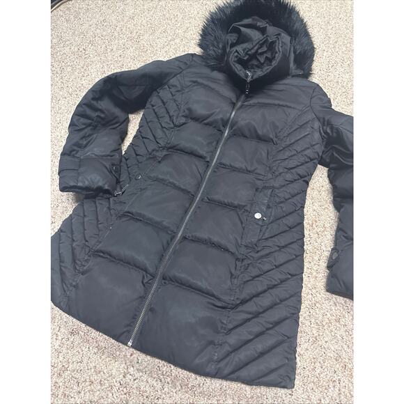 Kenneth Cole NY Down Puffer Jacket Coat w/Faux Fur Trim Hood Sz S - Picture 3 of 9